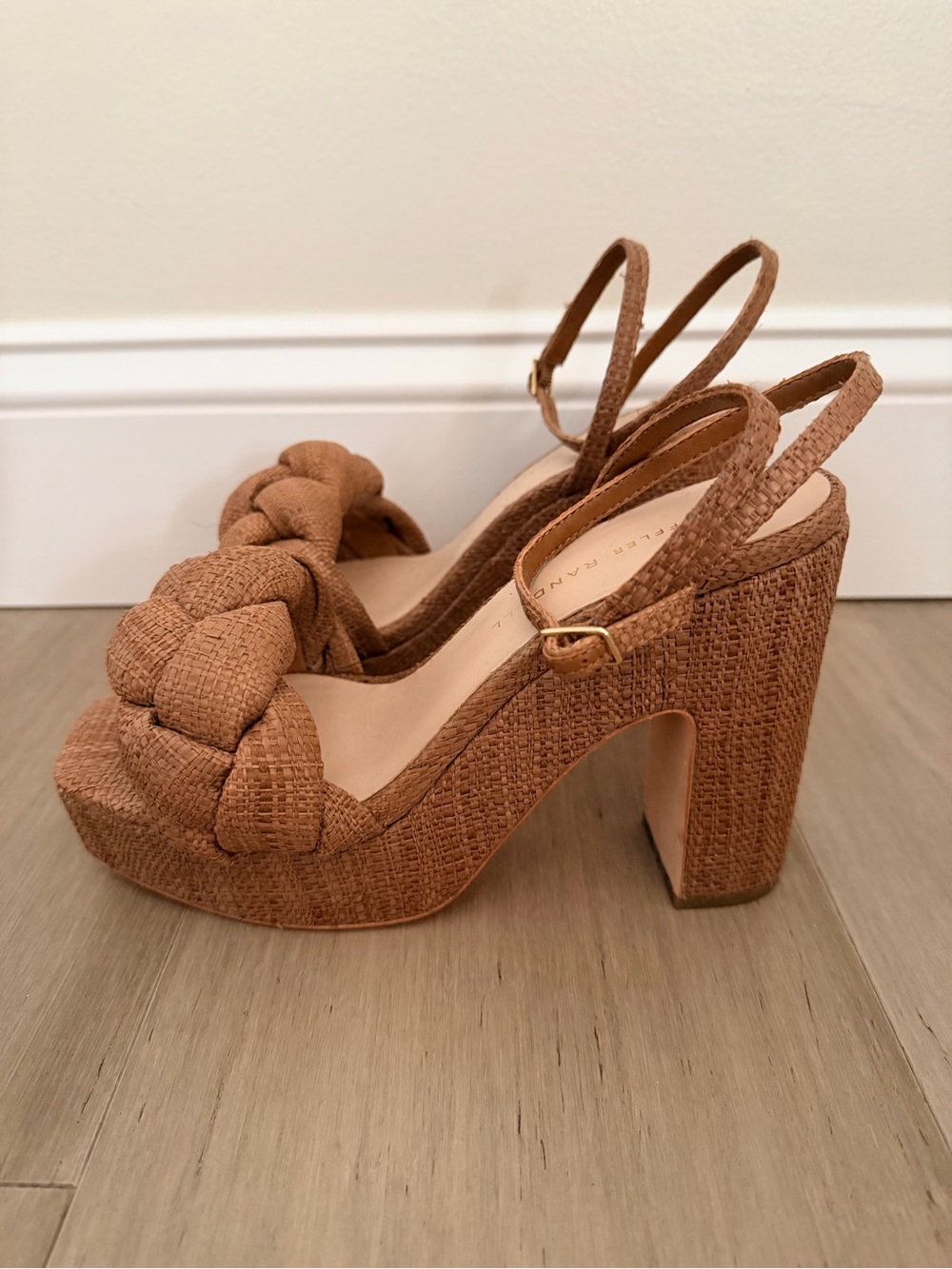 Loeffler Randall Fae Braided Raffia Platform Sandals Sz 7.5